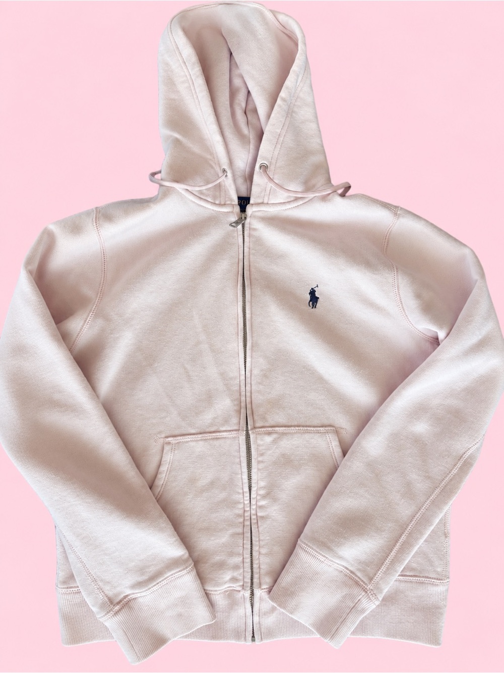 Polo Ralph Lauren Pink Full Zip Hoodie Small Embroidered Pony Logo